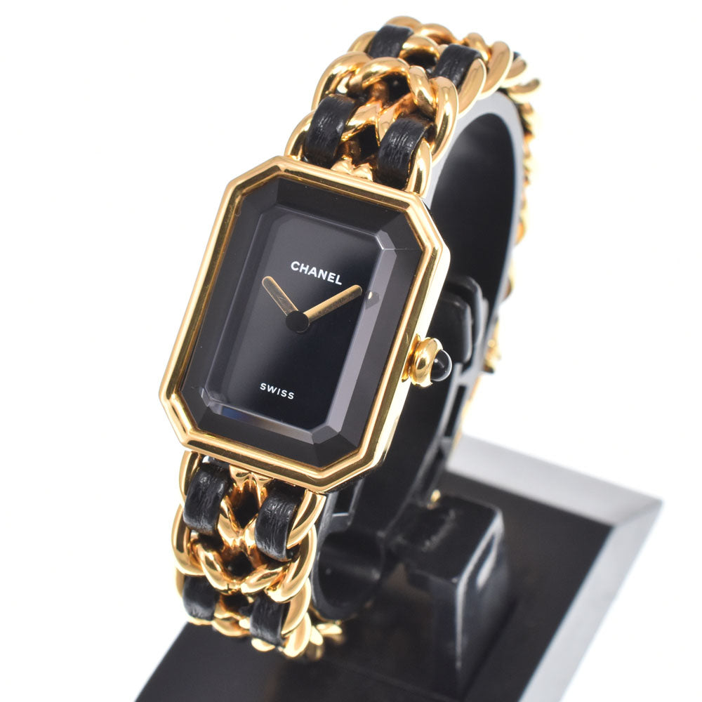 Chanel Premiere Rock Quartz Plated Metal And Leather Watch (Pre-Owned)