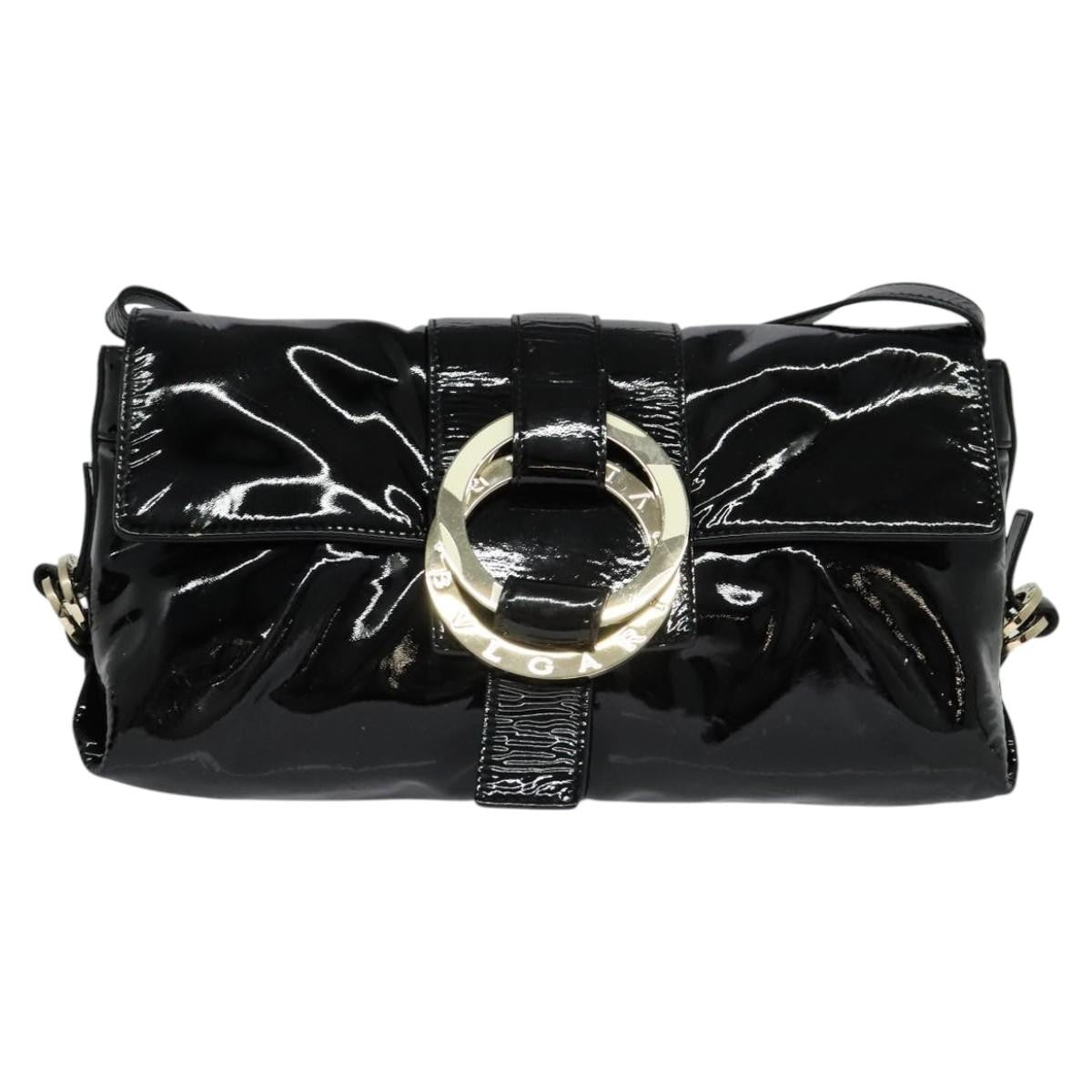 Bvlgari Chandra Flap Enamel Black Patent_Leather Shoulder Bag Bag (Pre-Owned)