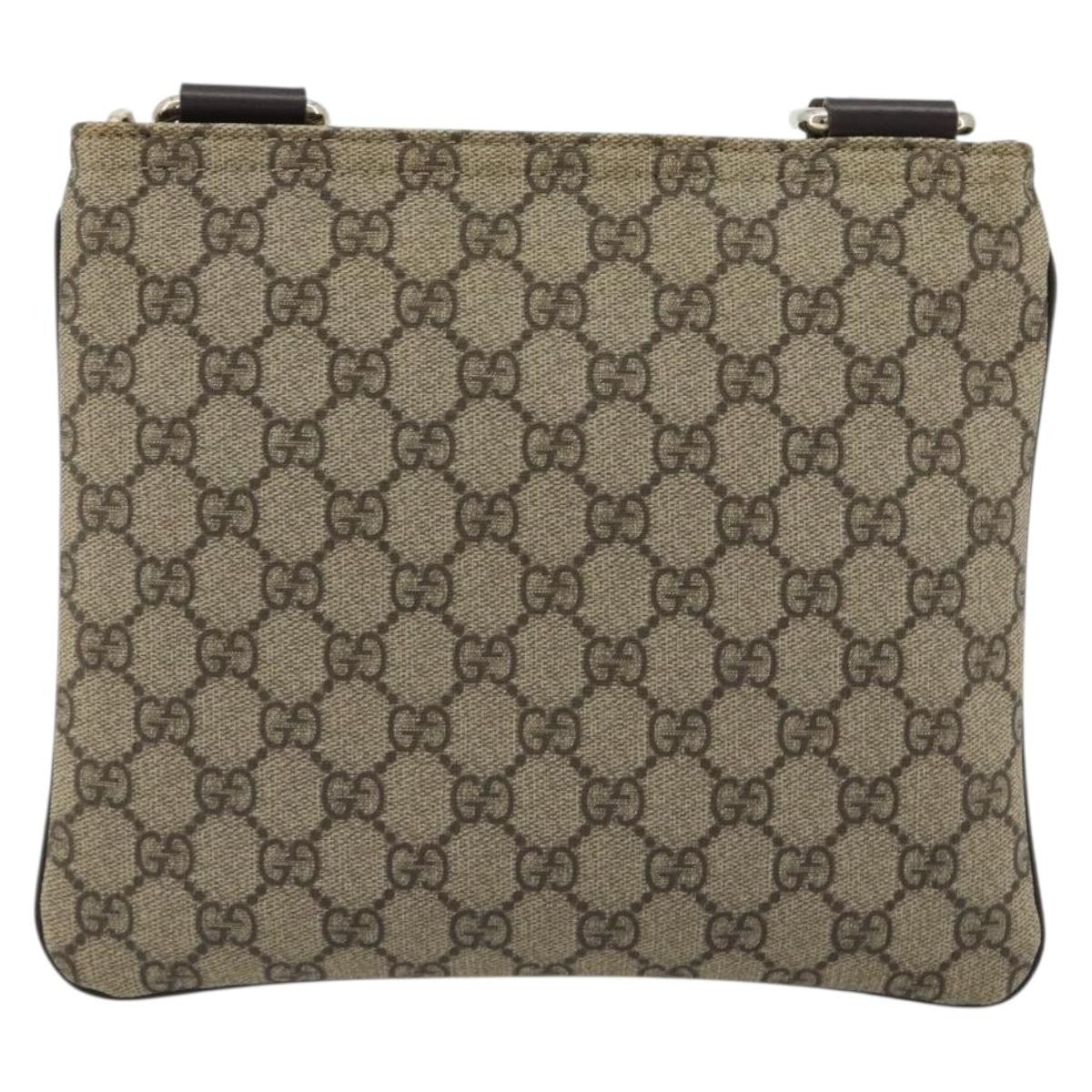 Gucci Zip Top Messenger Gg Canvas With Leather Beige Canvas Crossbody Bag Bag (Pre-Owned)