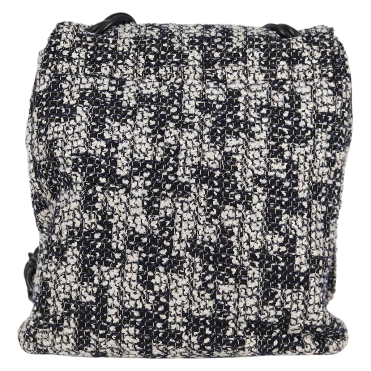 Chanel Camellia Messenger Tweed Black Tweed Shoulder Bag Bag (Pre-Owned)