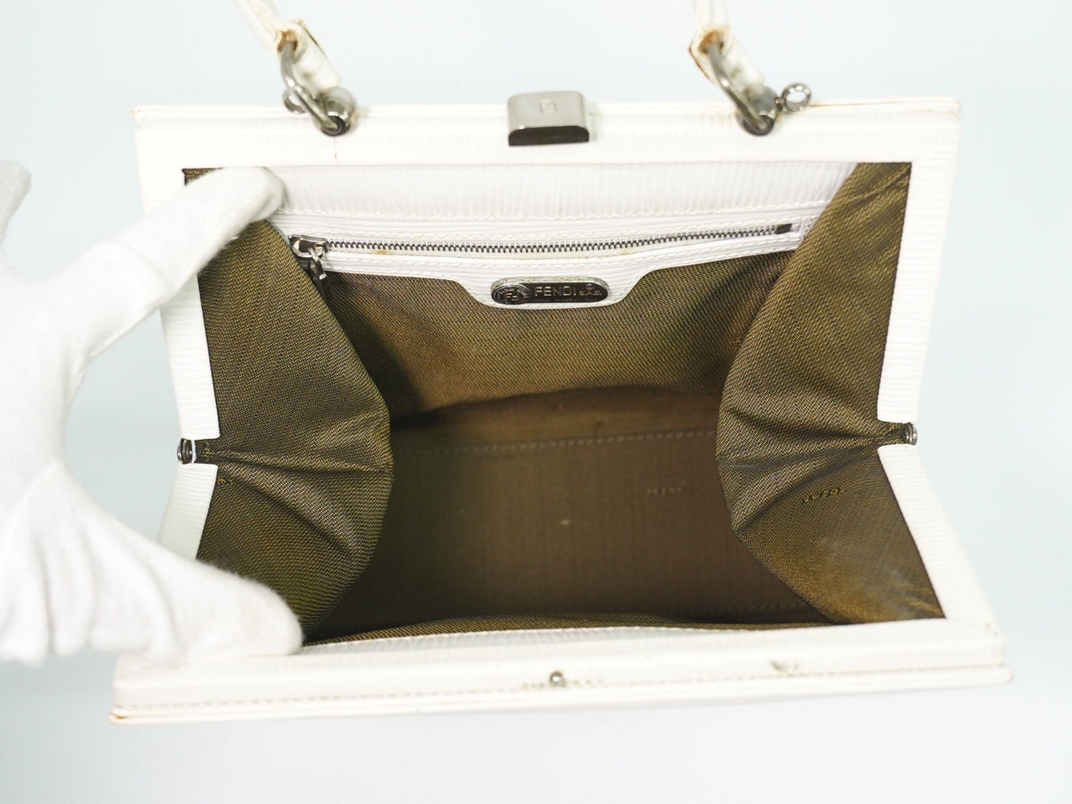 Fendi Vintage Handbag Leather White Leather Handbag (Pre-Owned)