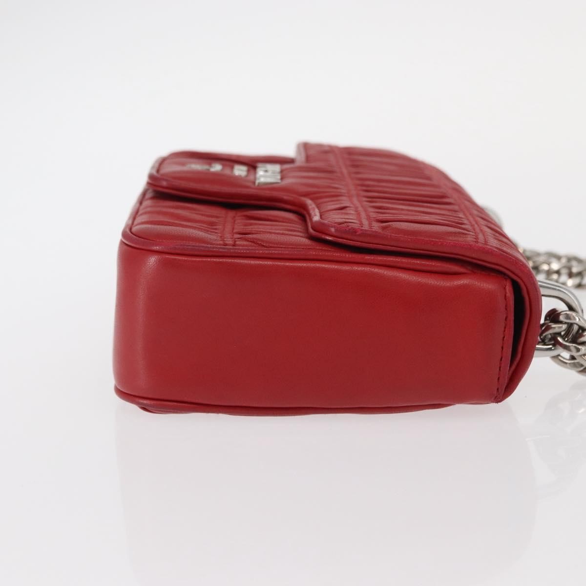 Prada Gaufre Chain Flap Nappa Leather Red Leather Shoulder Bag Bag (Pre-Owned)