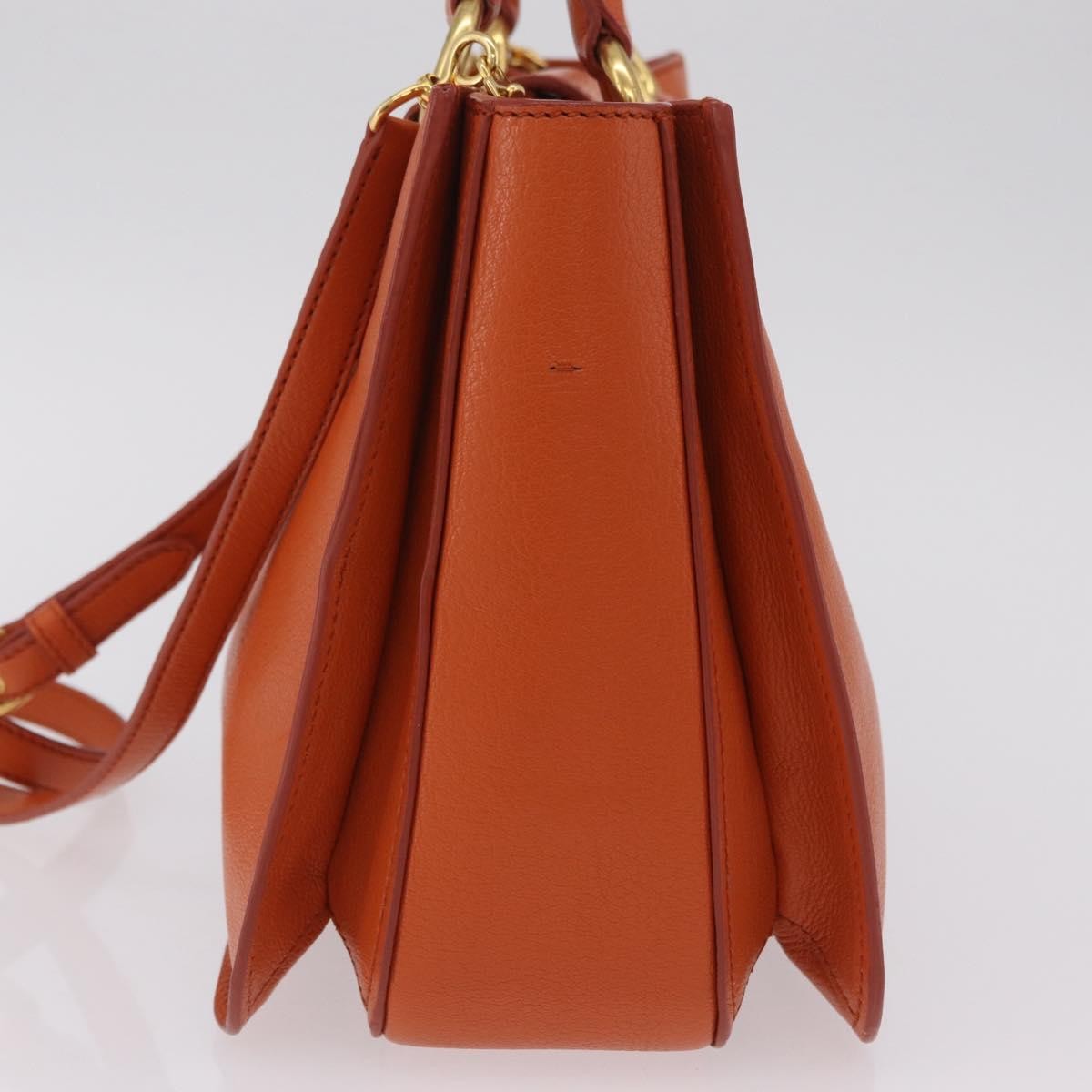 Miu Miu Front Pocket Convertible Satchel Leather Orange Leather Handbag (Pre-Owned)