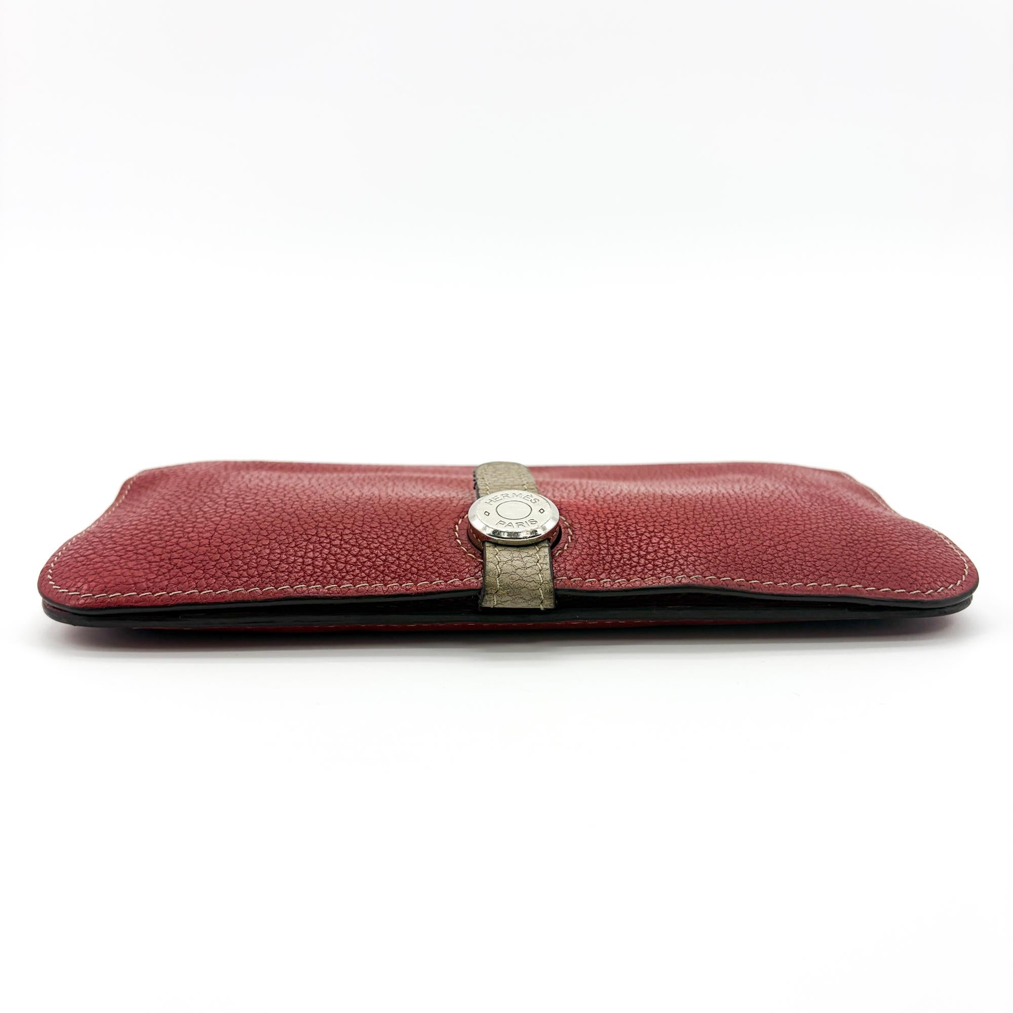 Hermes Bicolor Dogon Duo Combined Leather Red Leather Wallets Accessory (Pre-Owned)