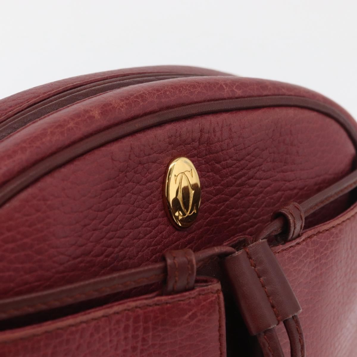 Cartier Tasseled Must De Cartier Leather Burgundy Leather Shoulder Bag Bag (Pre-Owned)