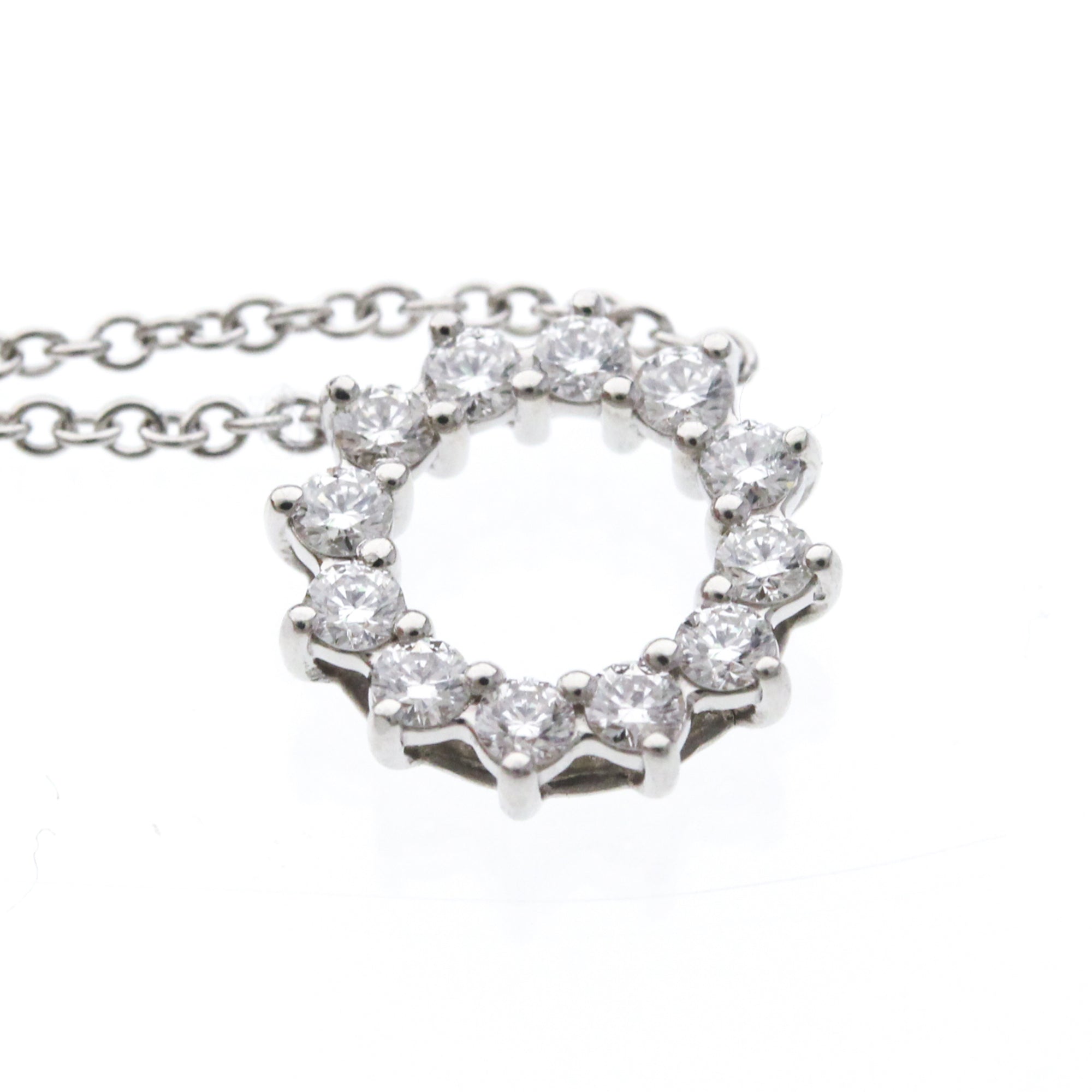 Tiffany & Co. Open Circle Pendant Platinum With Diamonds Silver Platinum Necklace Jewelry (Pre-Owned)