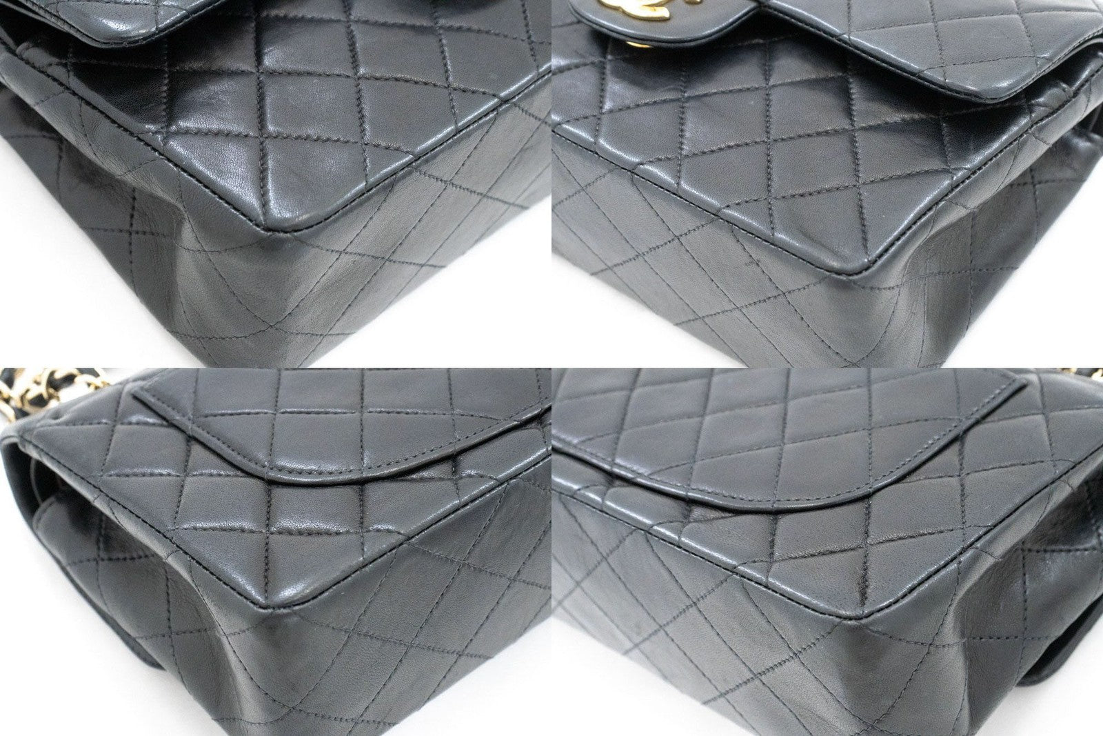 Chanel Classic Flap Lambskin Black Leather Crossbody Bag Bag (Pre-Owned)
