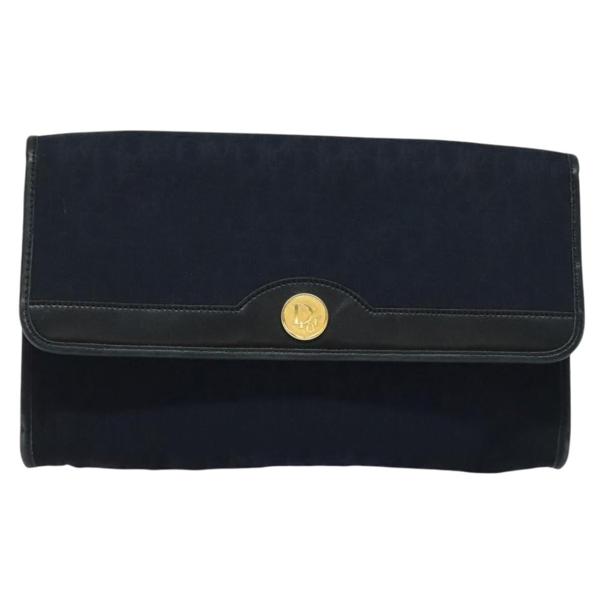 Christian Dior Vintage Chain Flap Diorissimo Canvas Navy Canvas Shoulder Bag Bag (Pre-Owned)