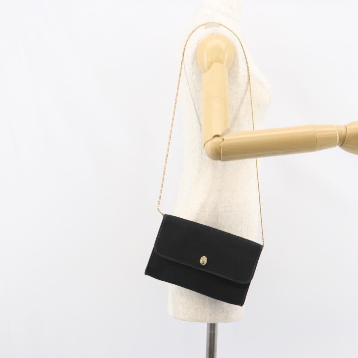 Christian Dior Vintage Chain Flap Diorissimo Canvas Black Canvas Shoulder Bag Bag (Pre-Owned)