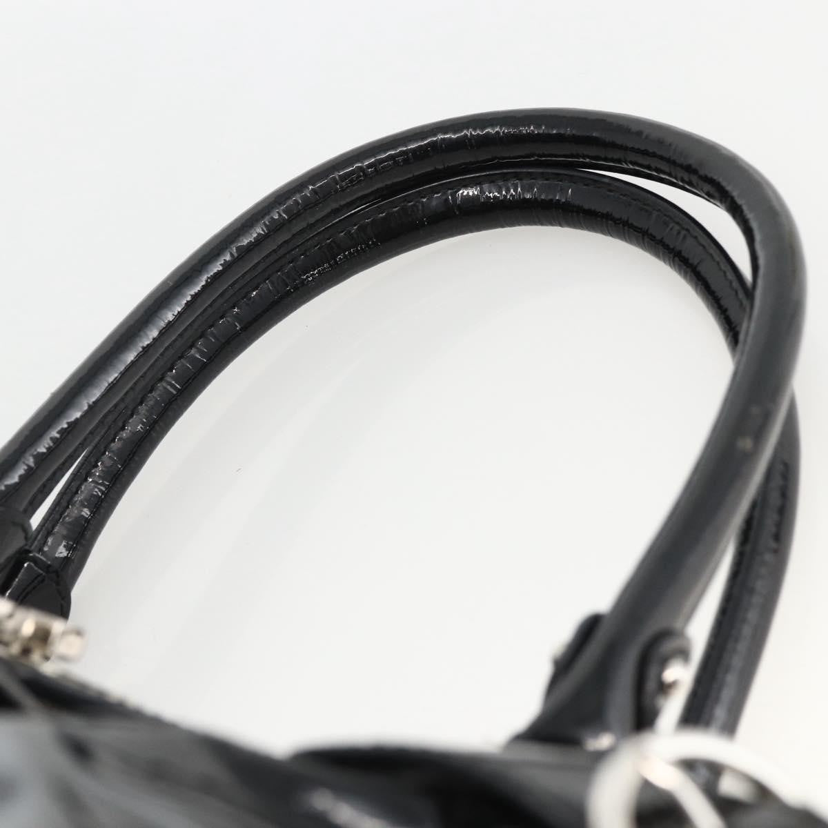 Salvatore Ferragamo Gancini Patent Leather Black Patent_Leather Handbag (Pre-Owned)