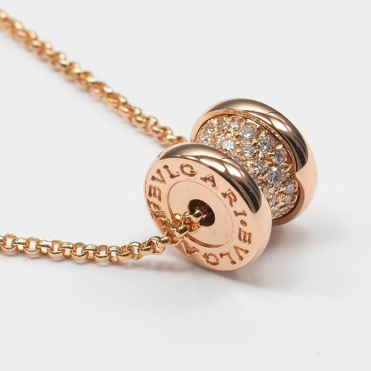 Bvlgari B.Zero1 Pendant 18K Rose Gold With Diamonds Gold Pink_Gold Necklace Jewelry (Pre-Owned)