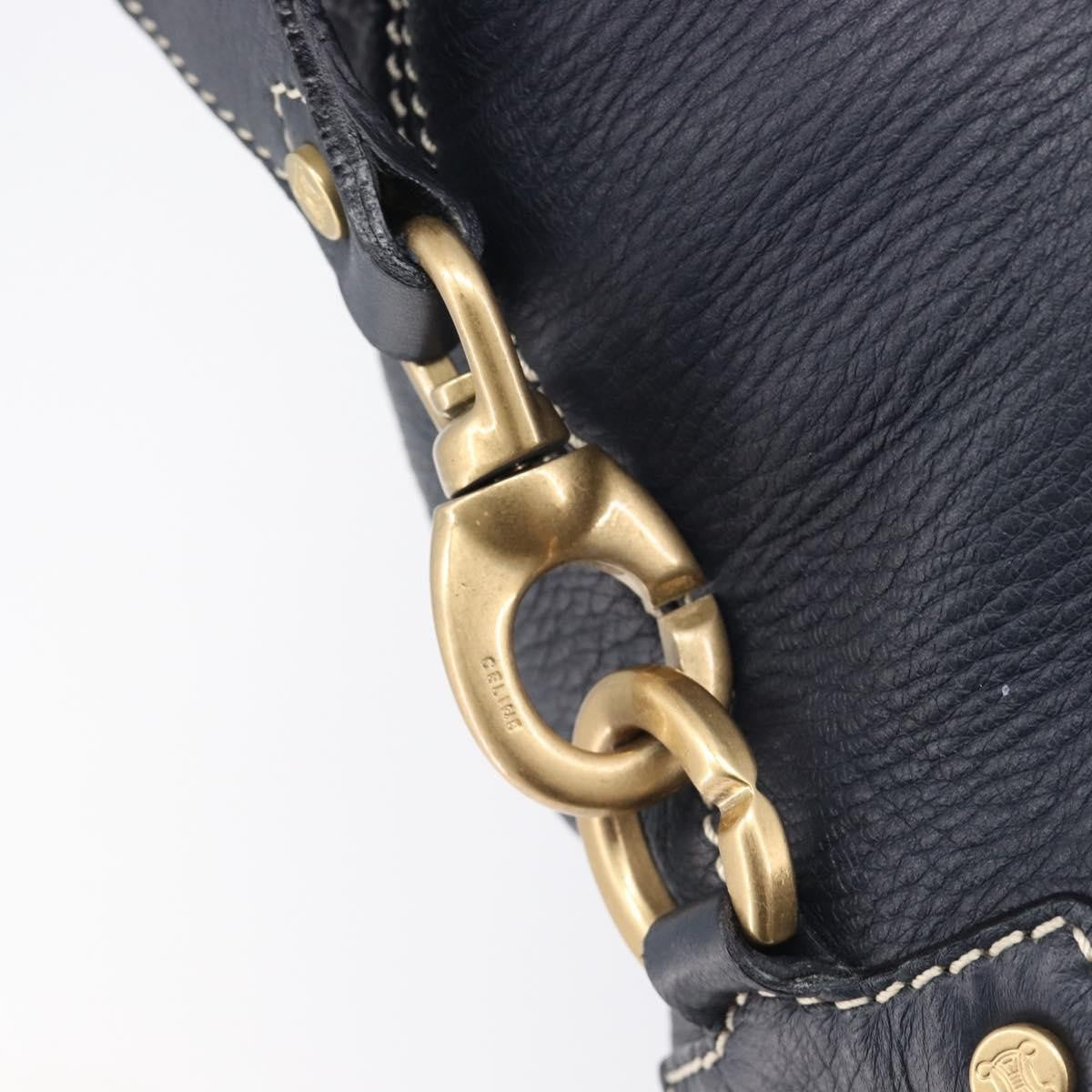 Celine Top Handle Leather Black Leather Handbag (Pre-Owned)