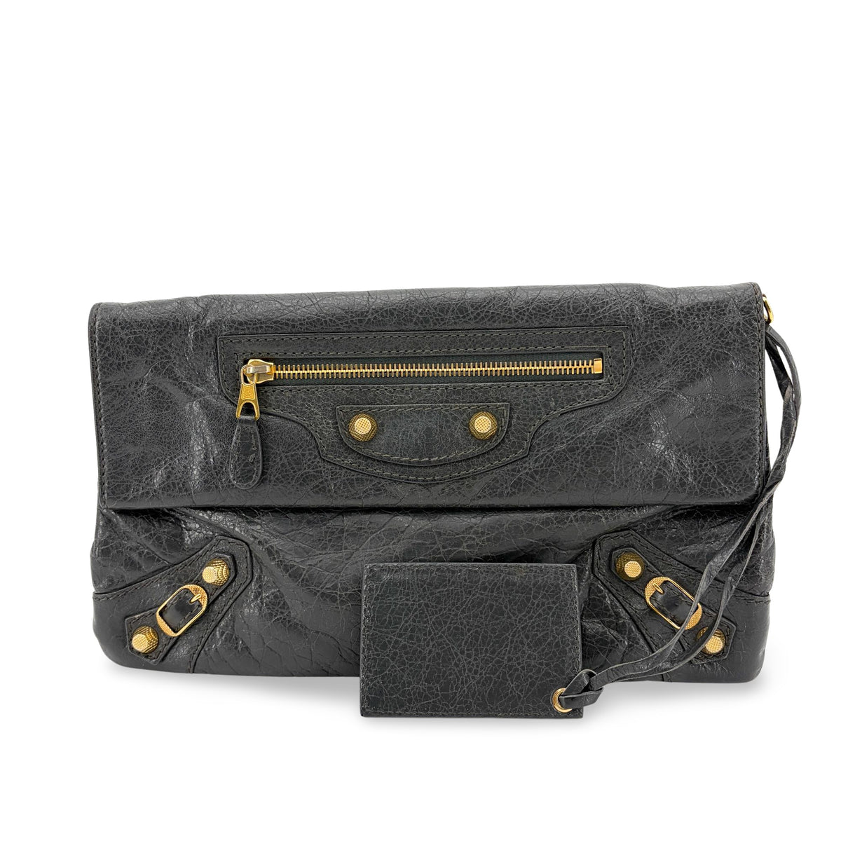 Balenciaga Giant Studs Envelope Clutch Leather Black Leather Clutche & Pouche Bag (Pre-Owned)