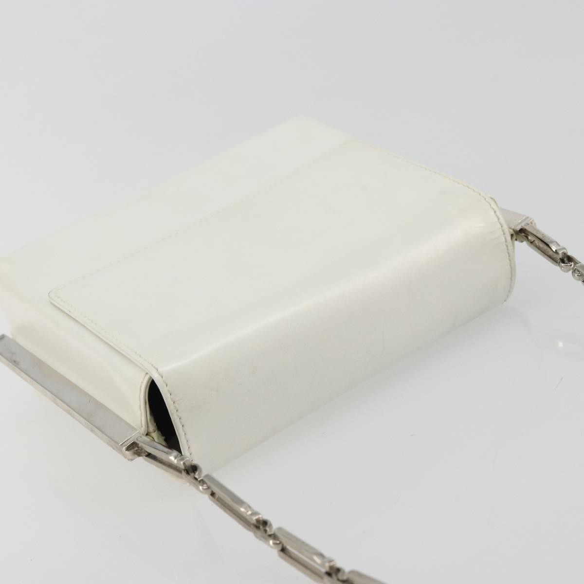 Salvatore Ferragamo Vintage Chain Patent Leather White Patent_Leather Shoulder Bag Bag (Pre-Owned)
