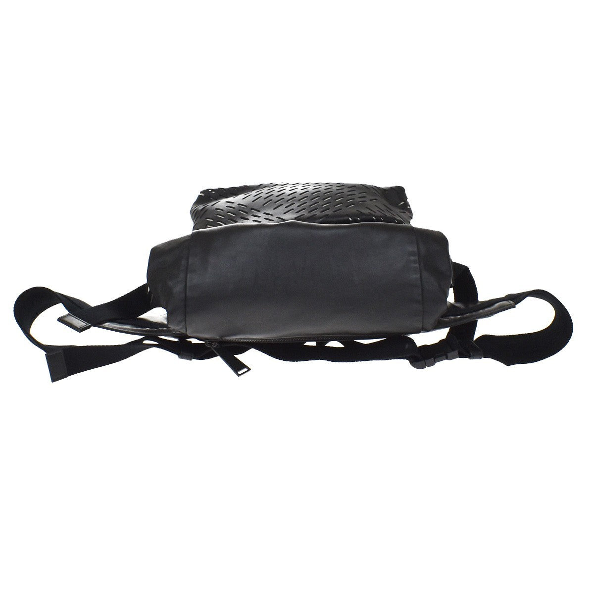 Bottega Veneta Folding Top Belt Perforated Leather Black Leather Handbag (Pre-Owned)