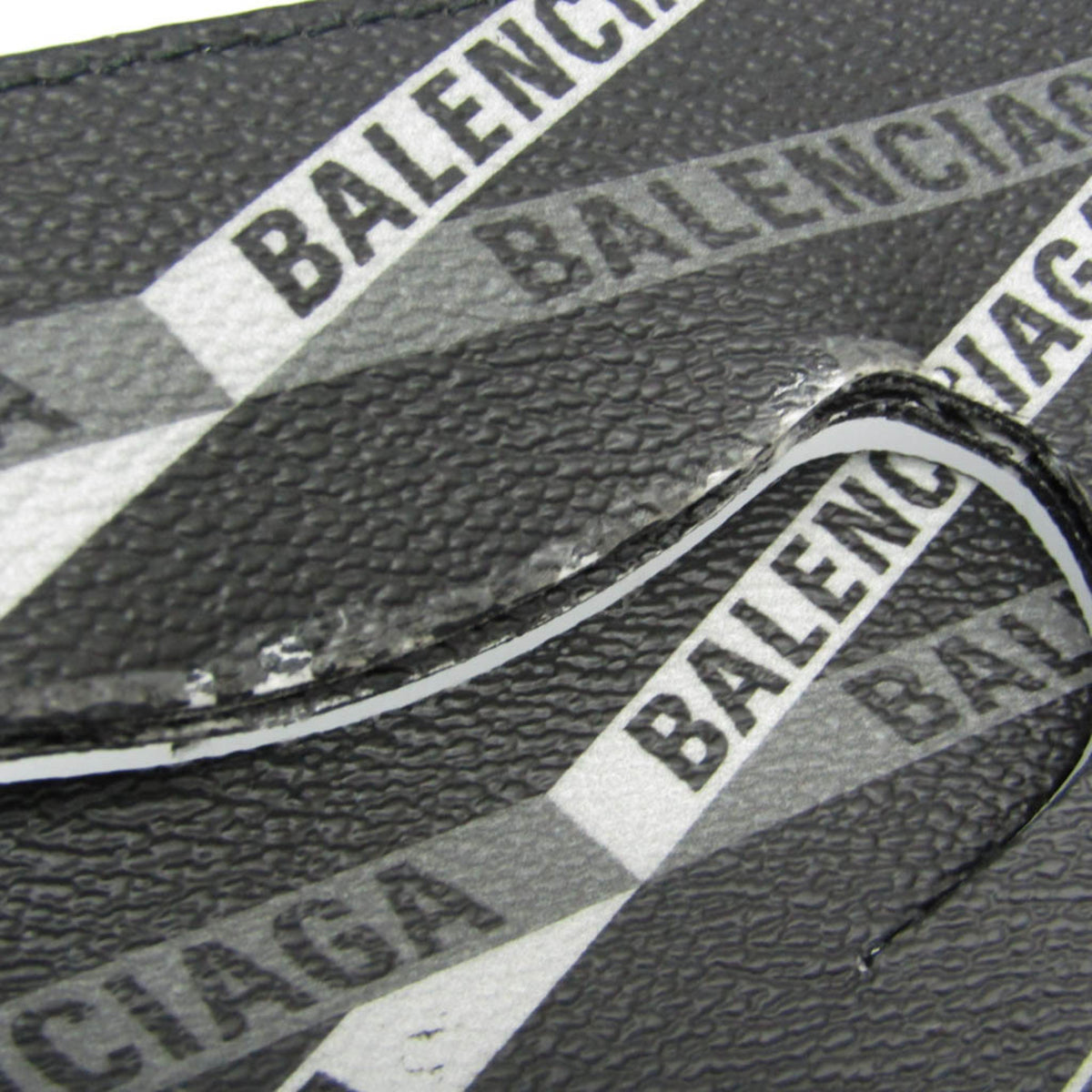 Balenciaga Fold Over Monogram Printed Leather Black Leather Tote Bag Bag (Pre-Owned)