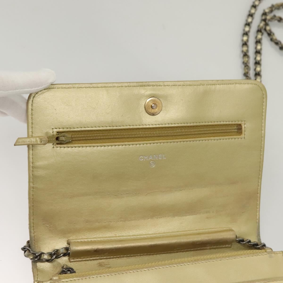 Chanel Gabrielle Wallet On Chain Quilted Aged Calfskin Gold Leather Crossbody Bag Bag (Pre-Owned)