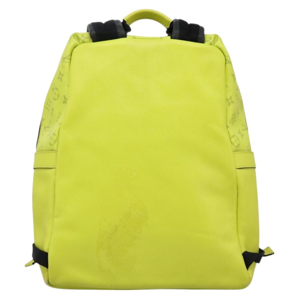 Louis Vuitton Discovery Monogram Taigarama Yellow Leather Backpack Bag (Pre-Owned)