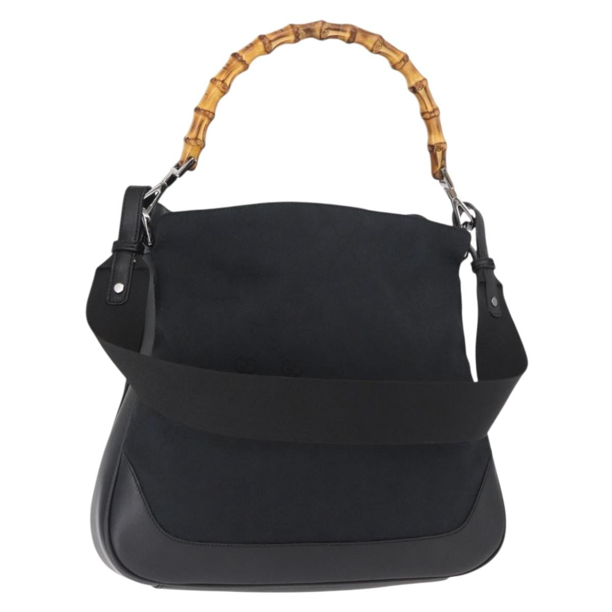 Gucci Diana Bamboo Gg Canvas Black Canvas Shoulder Bag Bag (Pre-Owned)