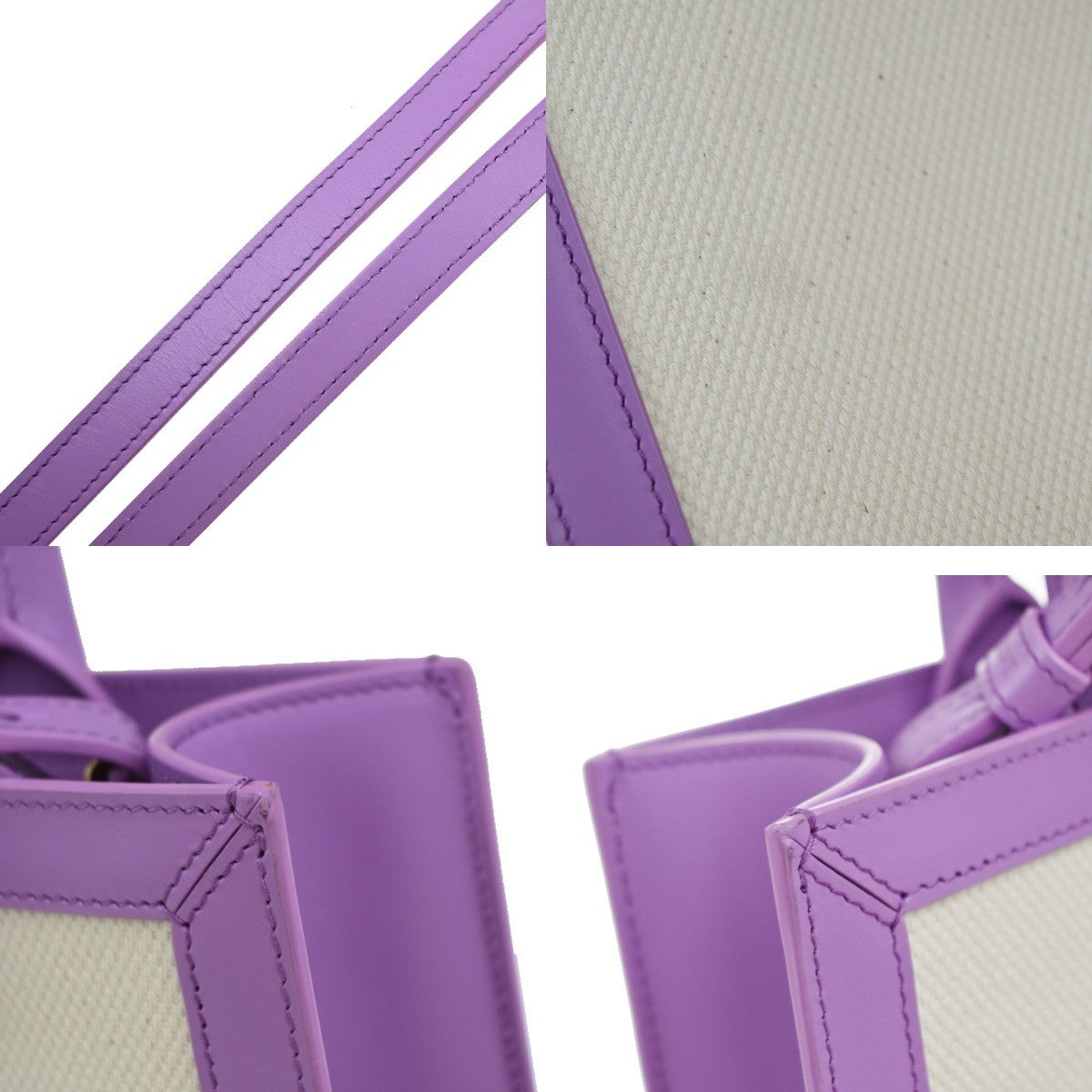 Celine Vertical Cabas Tote Canvas With Leather Purple Canvas Tote Bag Bag (Pre-Owned)