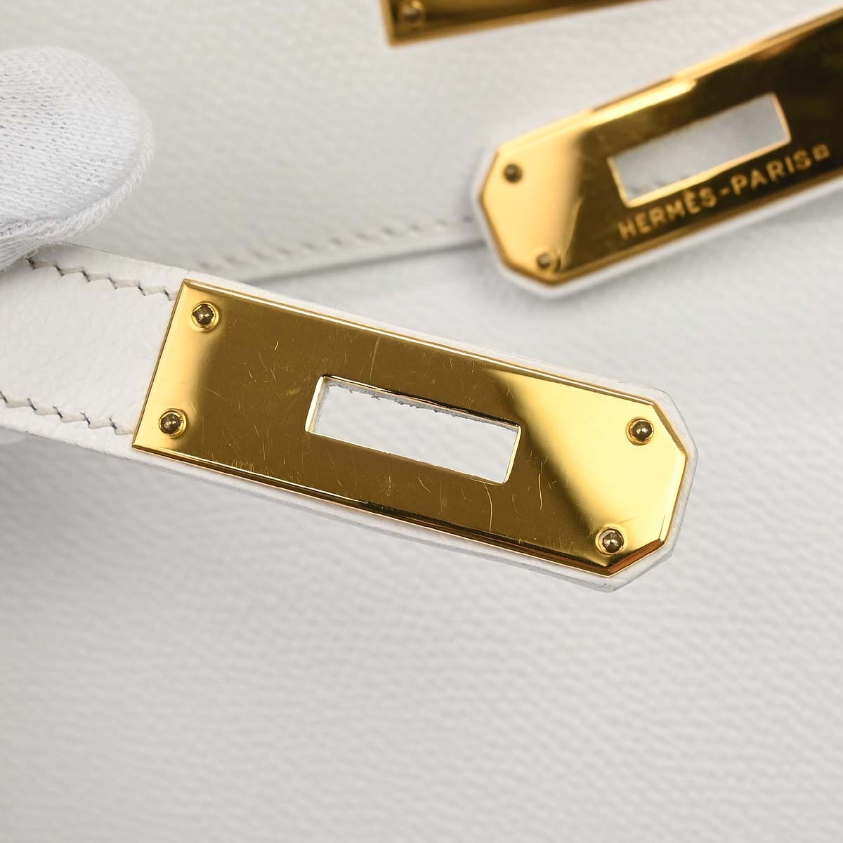 Hermes Kelly Light Epsom With Gold Hardware White Leather Handbag (Pre-Owned)