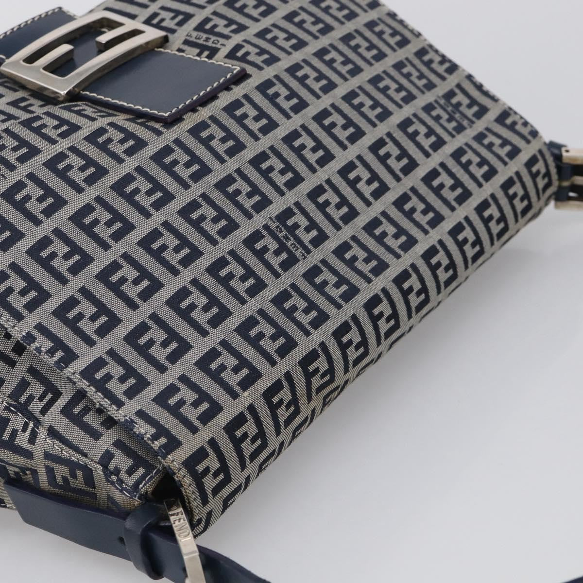 Fendi Fendi Mamma Baguette Monogram Canvas Navy Canvas Handbag (Pre-Owned)