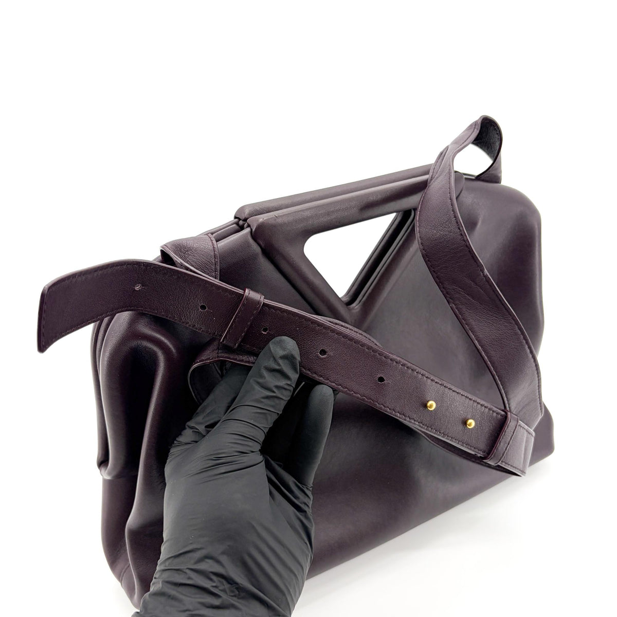 Bottega Veneta Point Leather Purple Leather Shoulder Bag Bag (Pre-Owned)