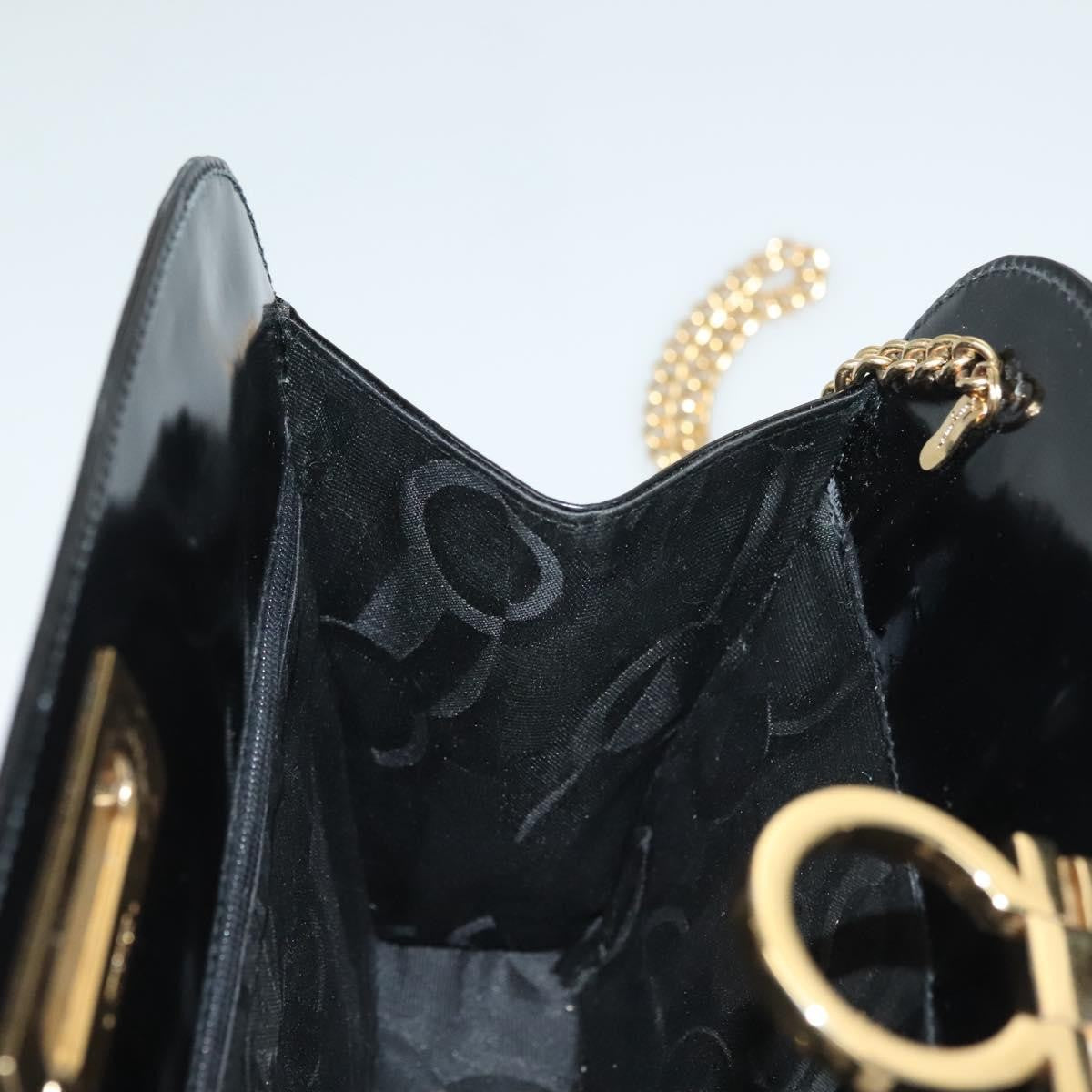 Salvatore Ferragamo Gancini Patent Leather Black Patent_Leather Shoulder Bag Bag (Pre-Owned)