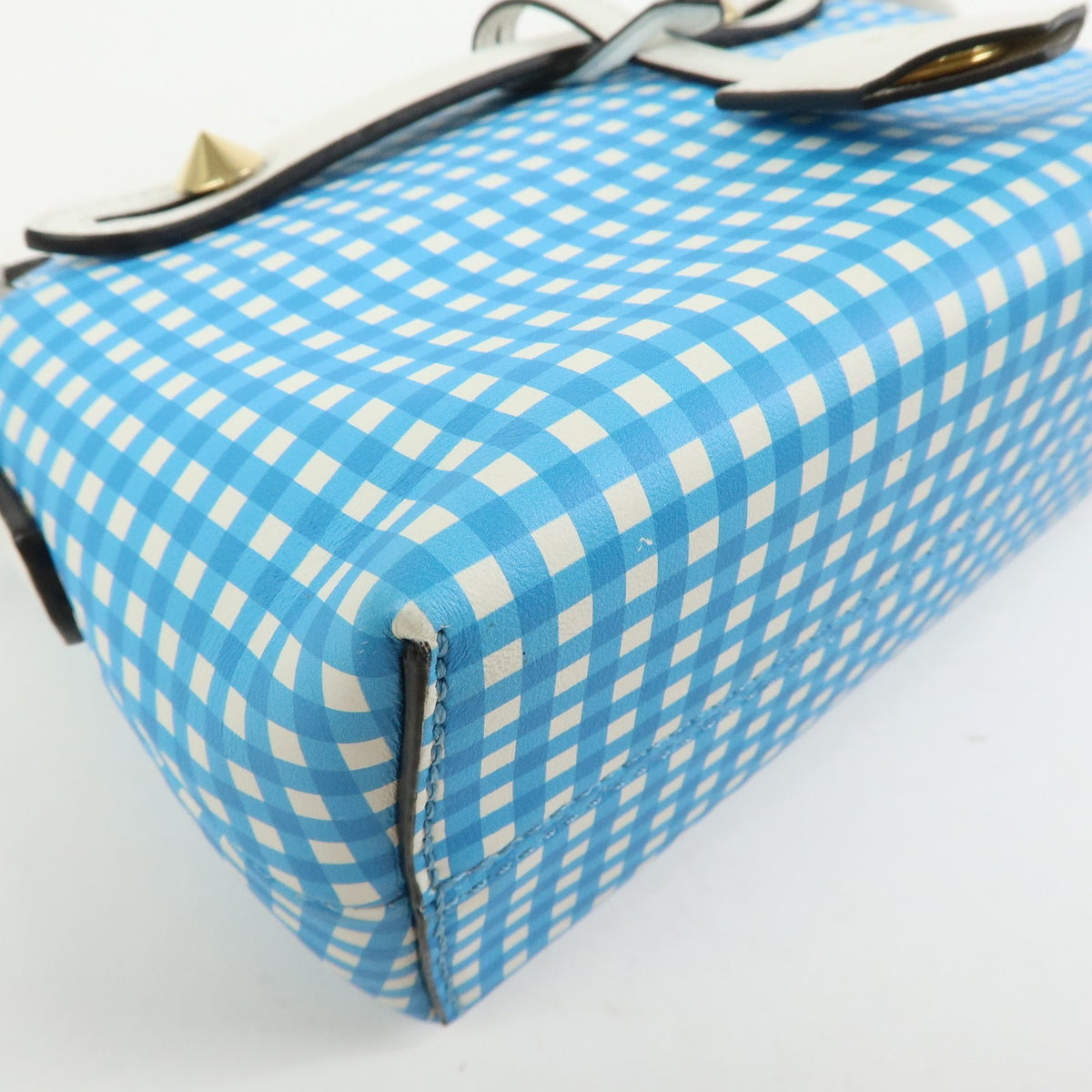 Fendi By The Way Satchel Printed Leather Blue Leather Handbag (Pre-Owned)