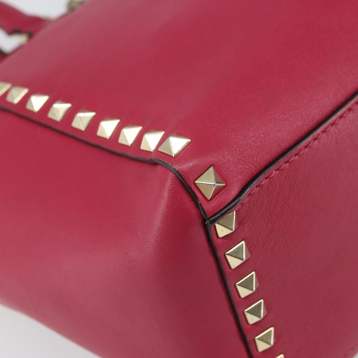 Valentino Garavani 1975 Rockstud Striped Leather Pink Leather Tote Bag Bag (Pre-Owned)