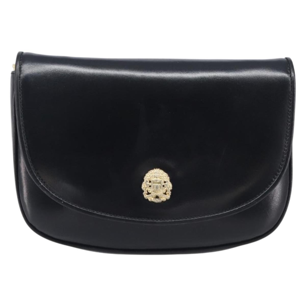 Celine Flap Shoulder Leather Black Leather Shoulder Bag Bag (Pre-Owned)