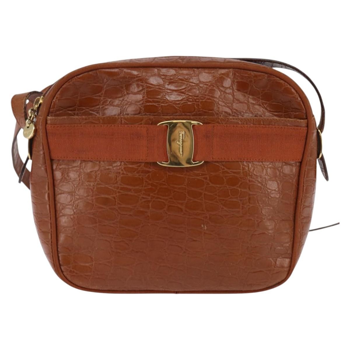 Salvatore Ferragamo Vala Leather Brown Leather Shoulder Bag Bag (Pre-Owned)