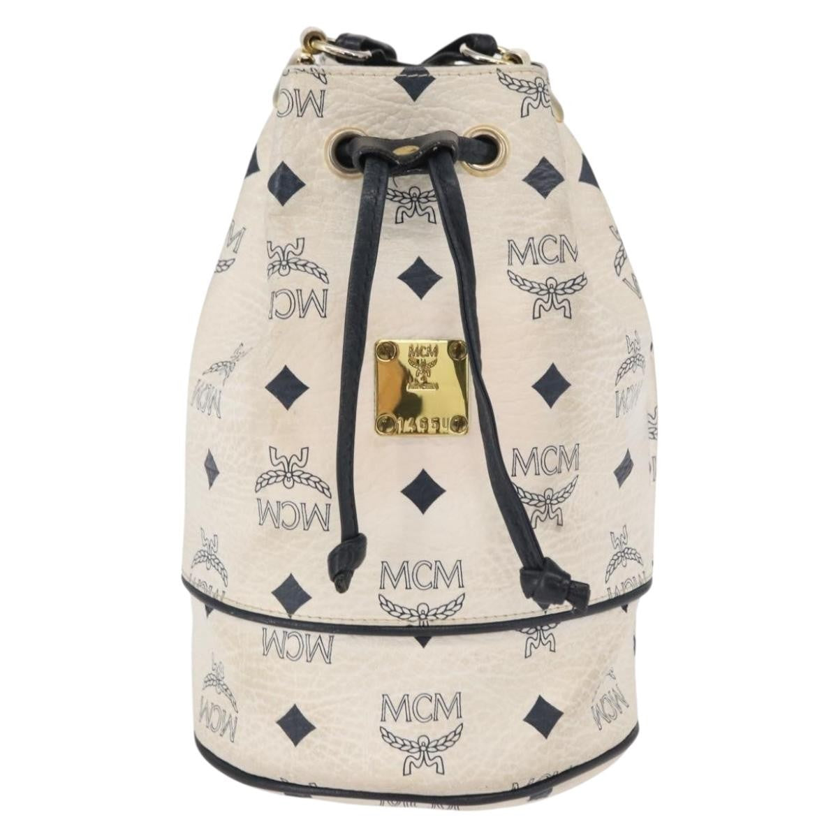 MCM Drawstring Leather White Pvc Shoulder Bag Bag (Pre-Owned)