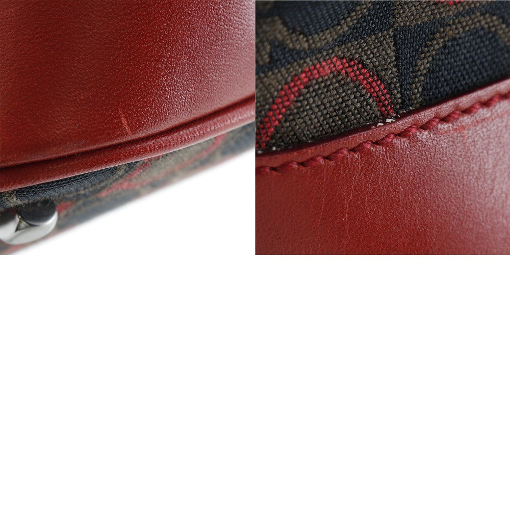 Salvatore Ferragamo Gancini Canvas Red Canvas Shoulder Bag Bag (Pre-Owned)