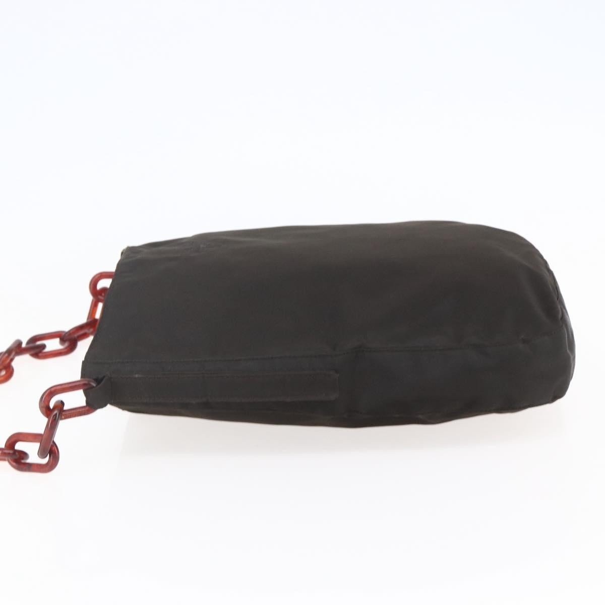 Prada Resin Chain Nylon Brown Nylon Shoulder Bag Bag (Pre-Owned)