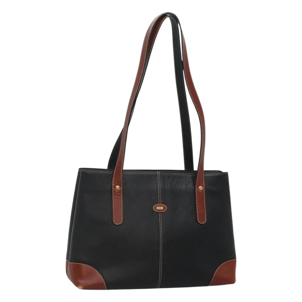 Bally Vintage Leather Black Leather Handbag (Pre-Owned)
