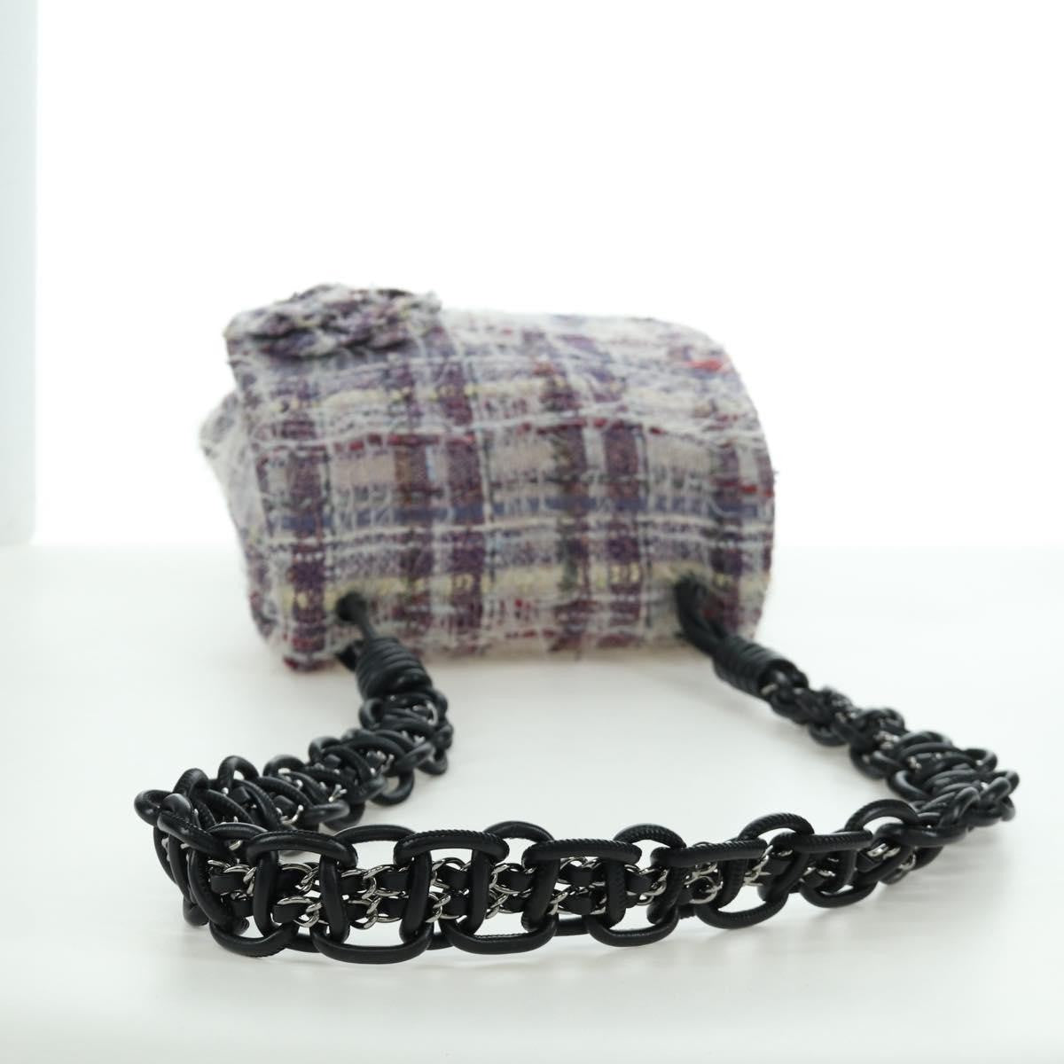 Chanel Camellia Messenger Tweed Purple Tweed Shoulder Bag Bag (Pre-Owned)