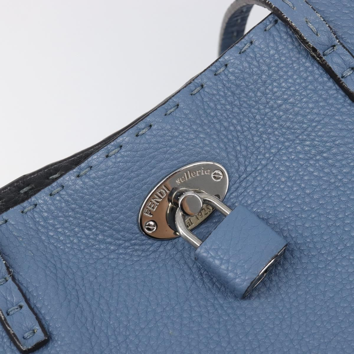 Fendi Selleria Carla Leather Blue Leather Tote Bag Bag (Pre-Owned)