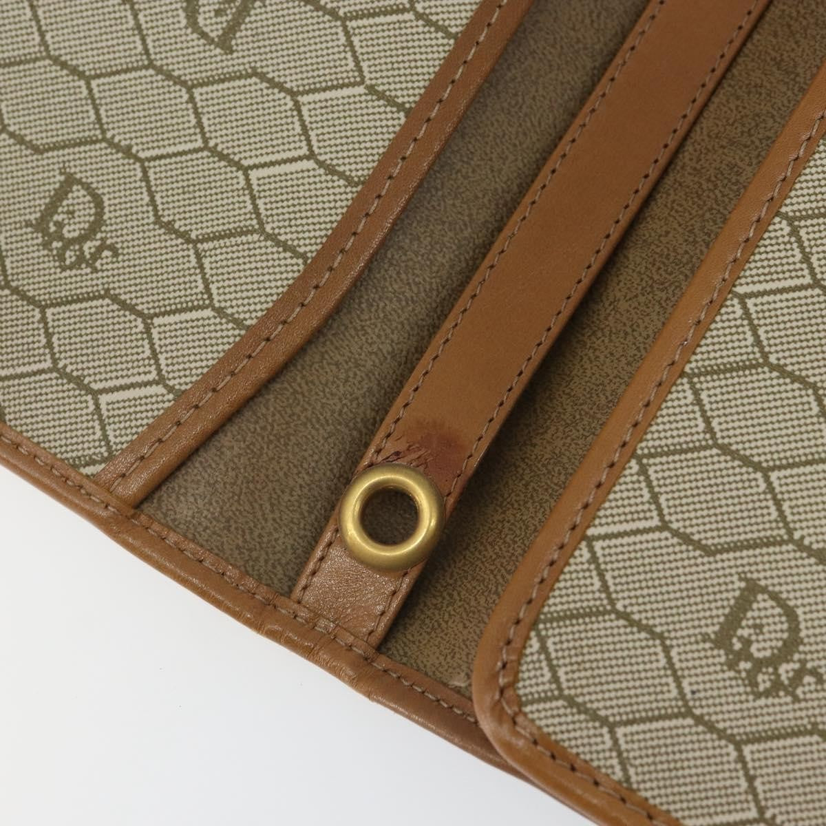 Christian Dior Vintage Honeycomb Clutch Canvas Beige Canvas Clutche & Pouche Bag (Pre-Owned)