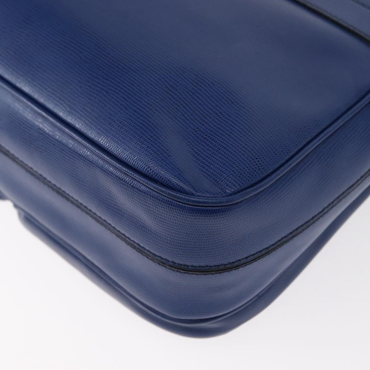 Celine Vintage Circle Logo Leather Blue Leather Shoulder Bag Bag (Pre-Owned)