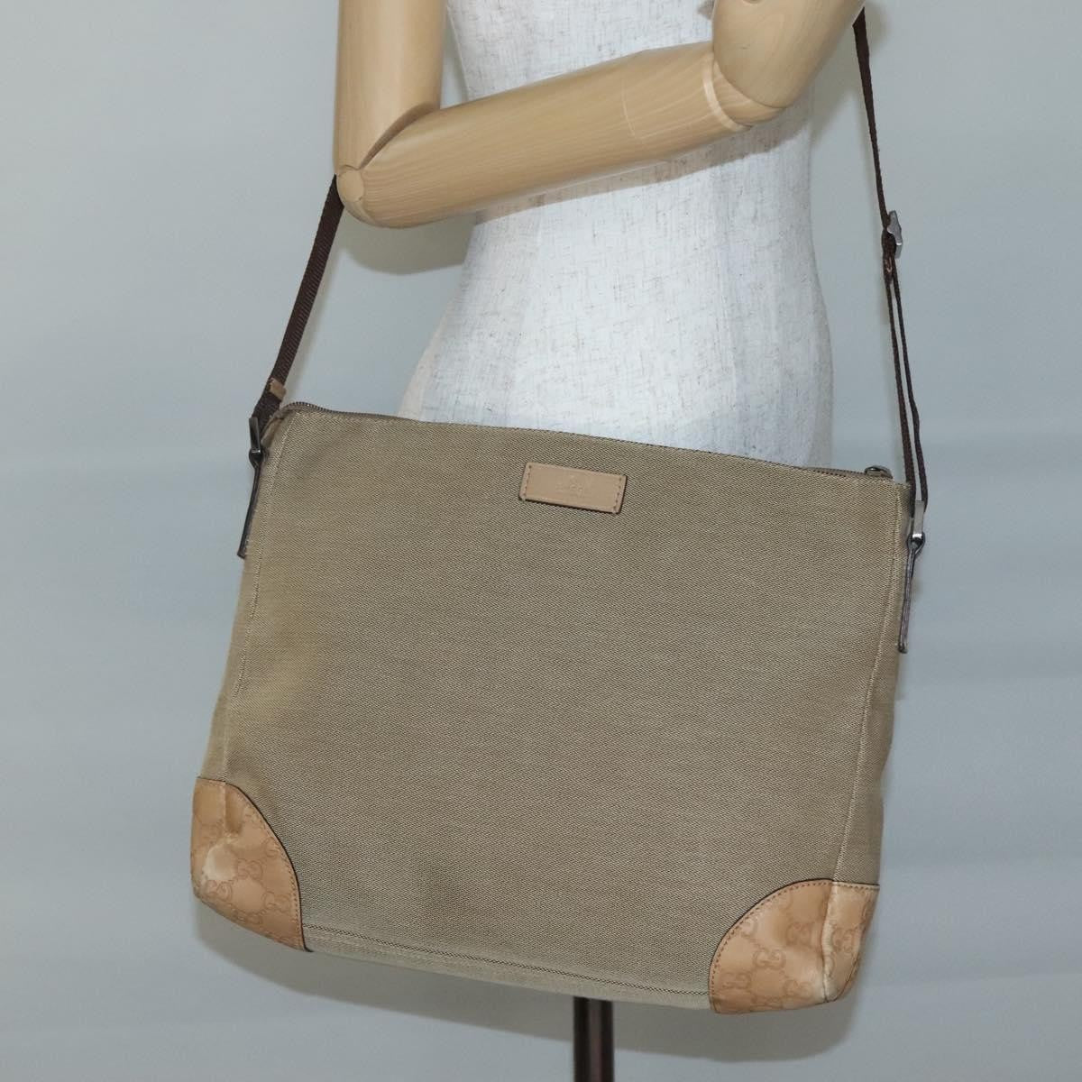 Gucci Original Messenger Gg Canvas Beige Canvas Shoulder Bag Bag (Pre-Owned)