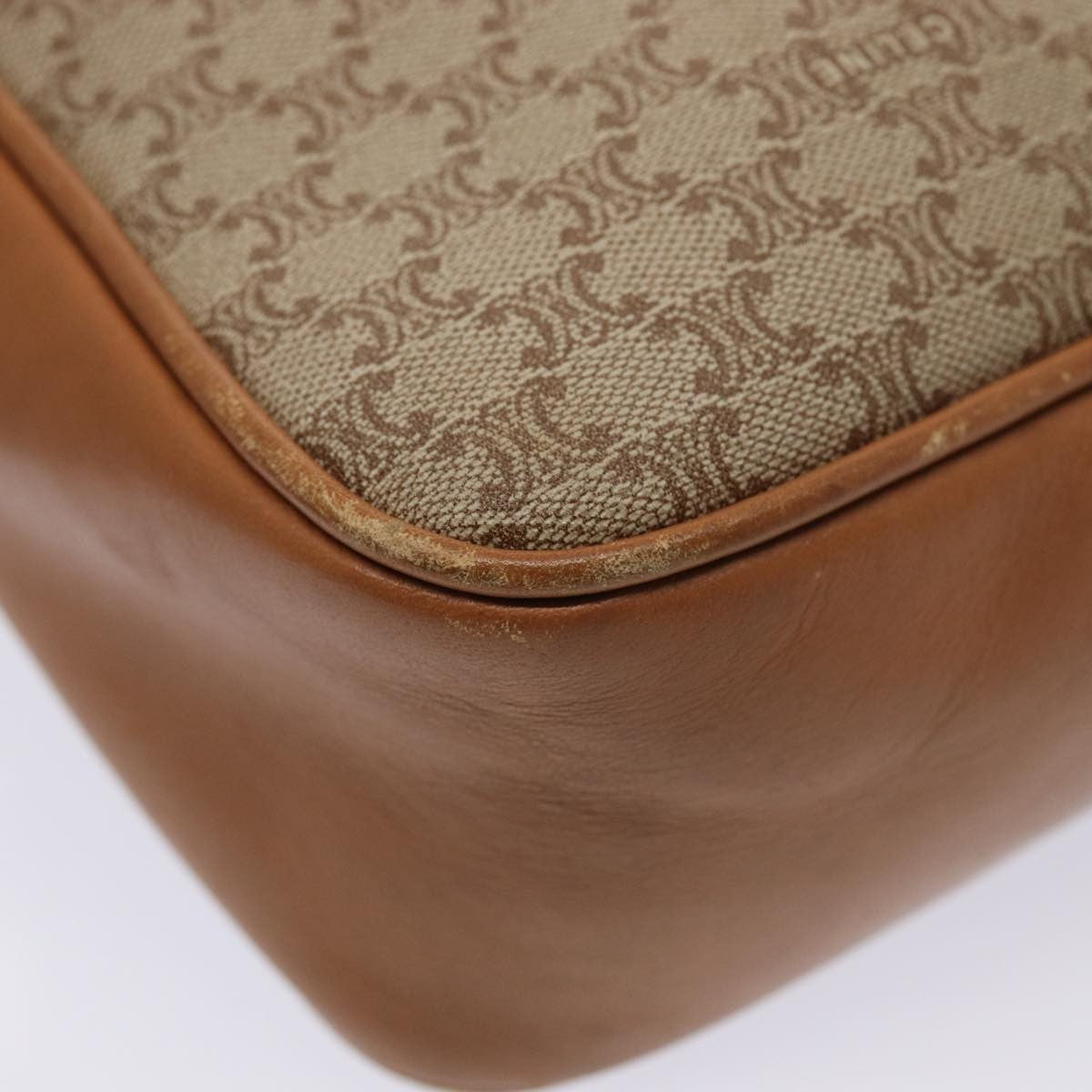 Celine Vintage Macadam Canvas And Leather Beige Canvas Shoulder Bag Bag (Pre-Owned)