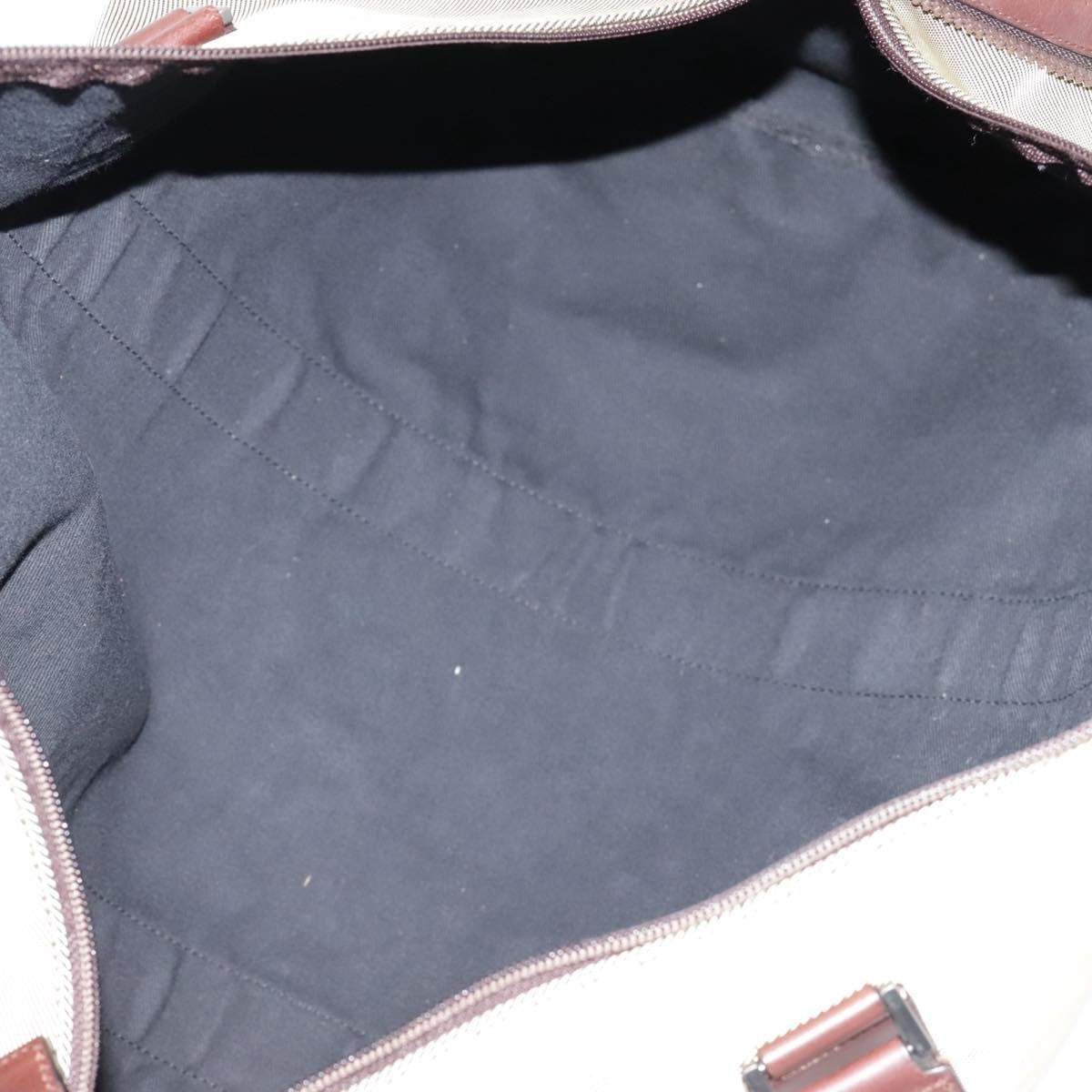 Salvatore Ferragamo Boston Leather Beige Canvas Handbag (Pre-Owned)