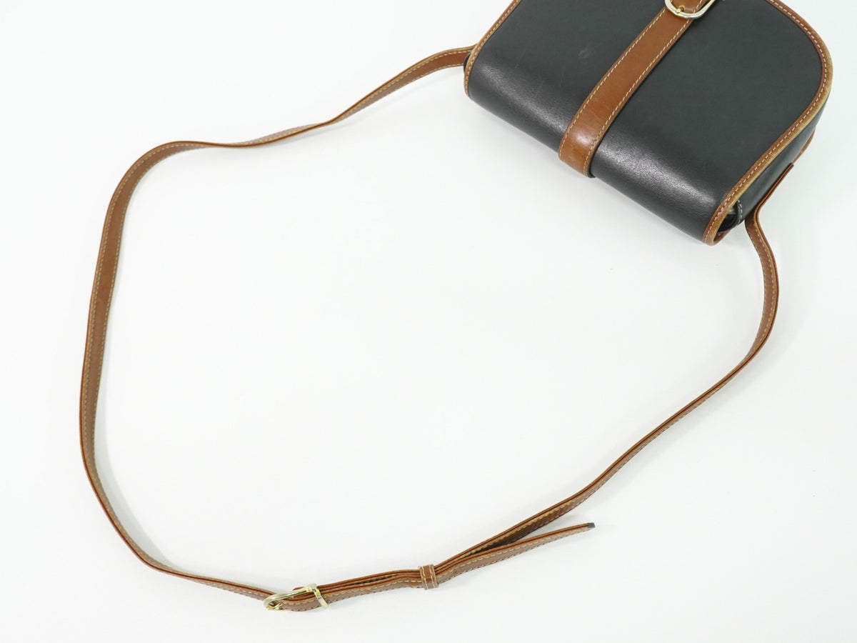 Celine Flap Shoulder Leather Black Leather Shoulder Bag Bag (Pre-Owned)