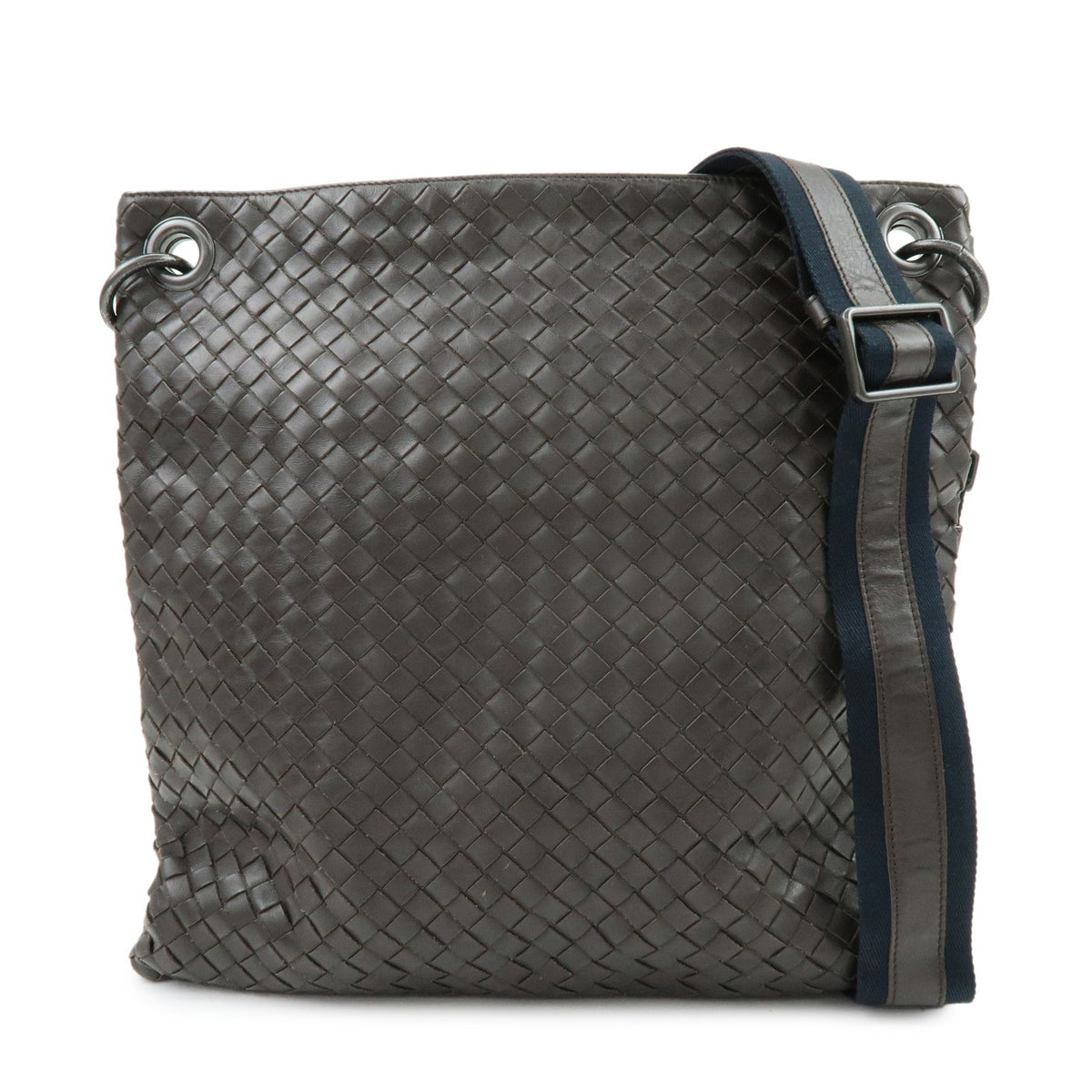 Bottega Veneta Flat Messenger Intrecciato Nappa Brown Leather Handbag (Pre-Owned)