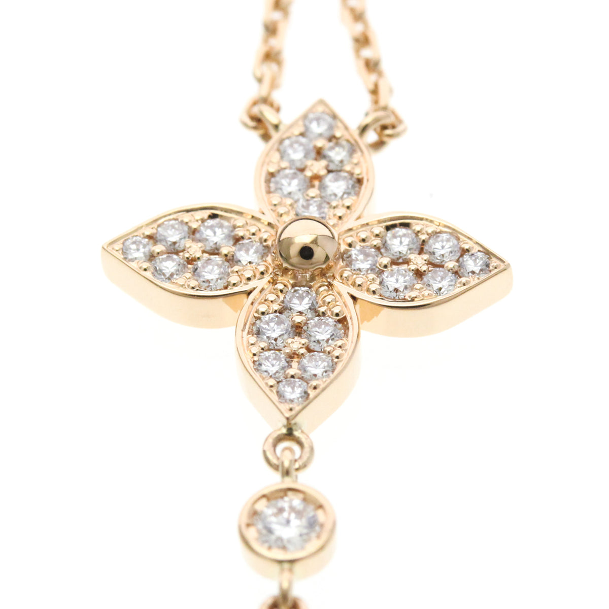Louis Vuitton Color Blossom Lariat 18K Rose Gold With Mother Of Pearl And Diamond Gold Pink_Gold Necklace Jewelry (Pre-Owned)