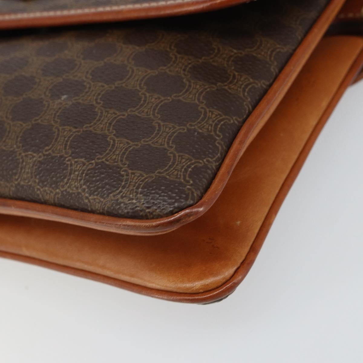 Celine Vintage Macadam Canvas And Leather Brown Canvas Shoulder Bag Bag (Pre-Owned)