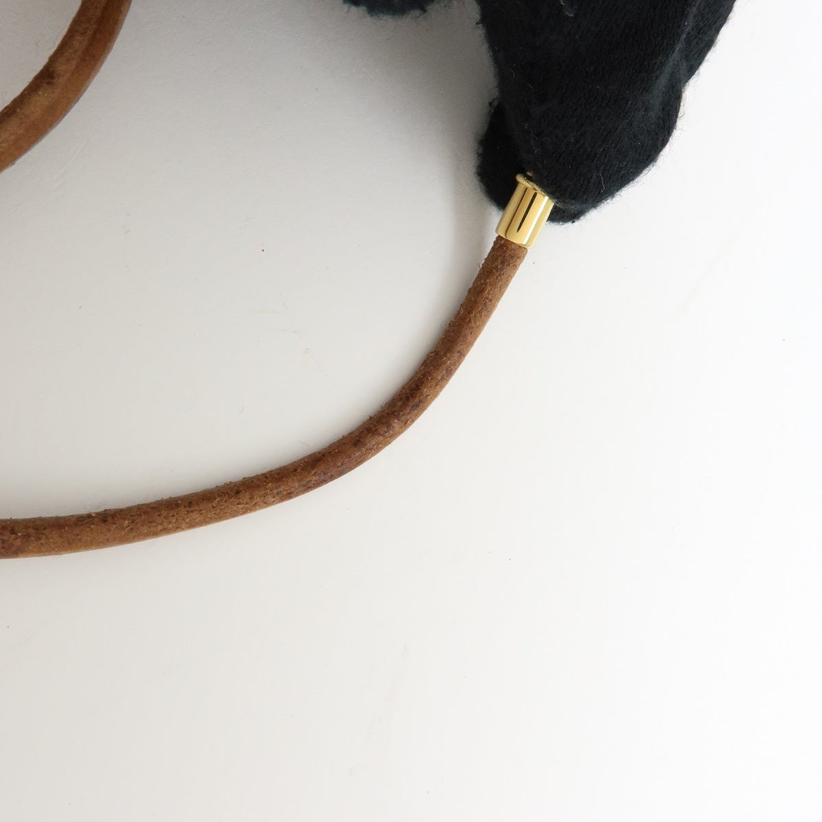 Hermes Jumbo Hook Choker Woven Leather And Metal Brown Leather Necklace Jewelry (Pre-Owned)
