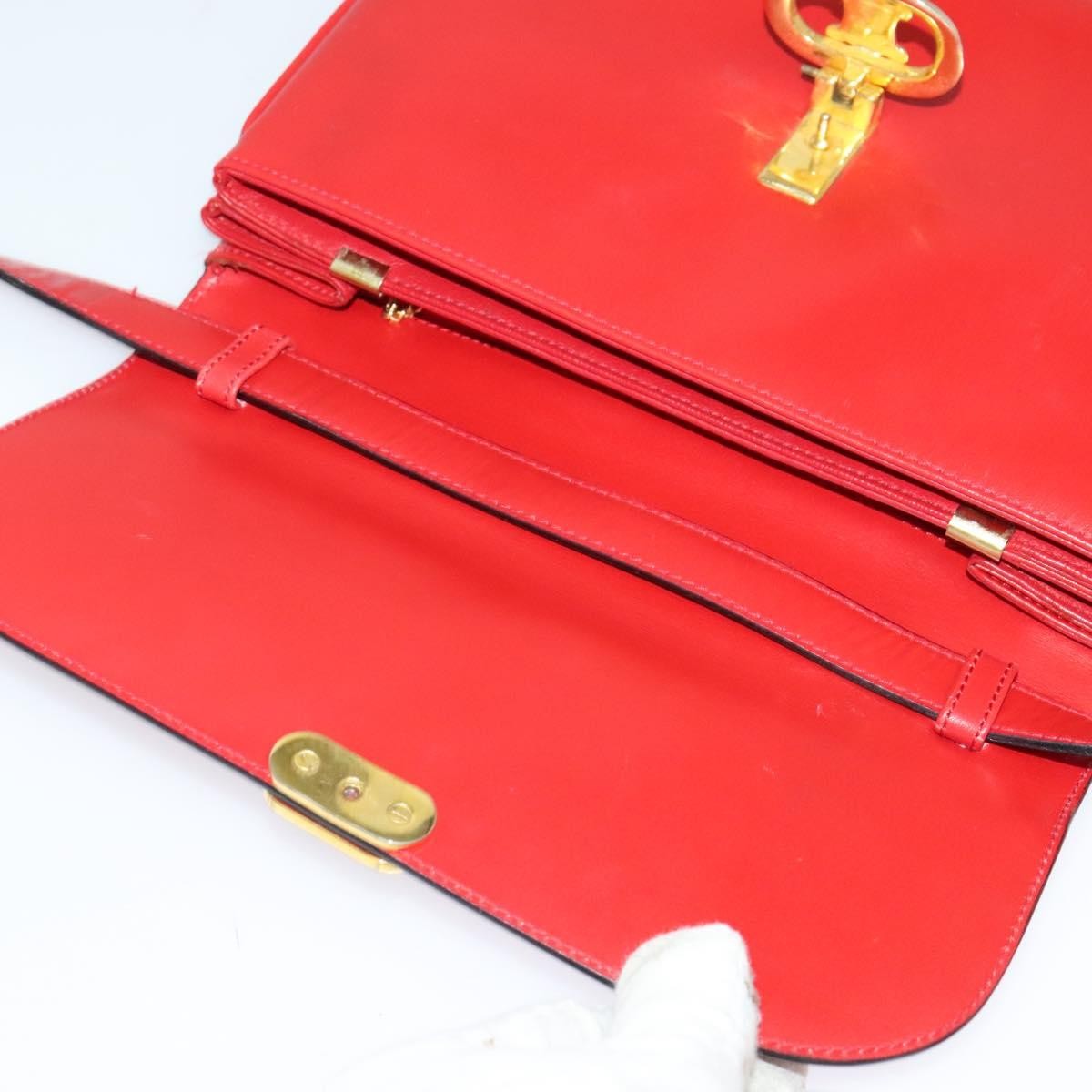 Celine Vintage Triomphe Shoulder Leather Red Leather Shoulder Bag Bag (Pre-Owned)