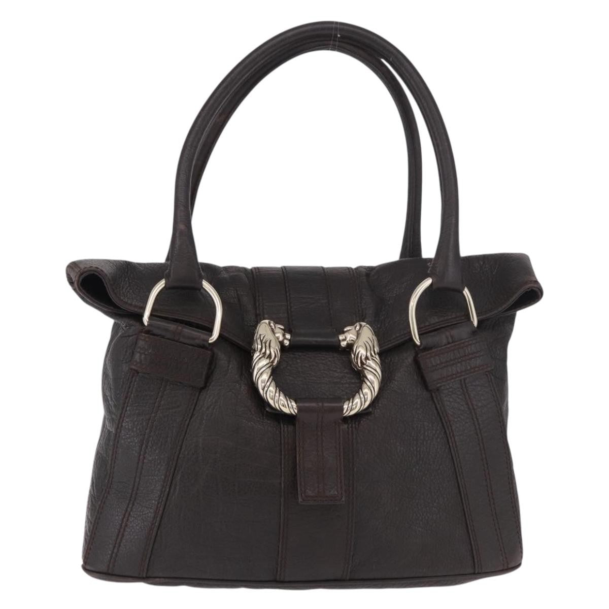 Bvlgari Leoni Top Handle Leather Brown Leather Handbag (Pre-Owned)